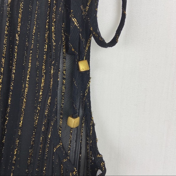 Anthro Floreat Annecy Gold Metallic Dress 4 Small - Picture 8 of 12